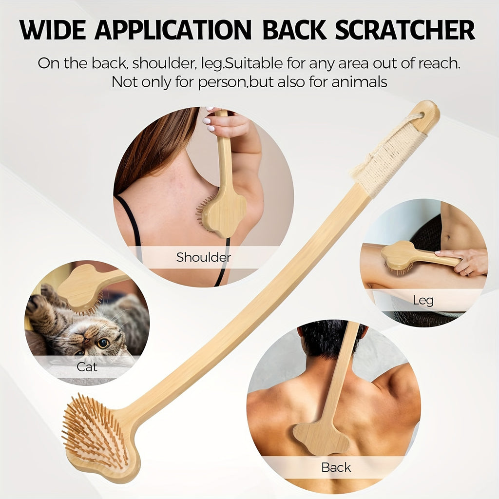 Oversized Back Scratcher, Extended Bamboo Scratcher, 22.04" Long Curved Handle; Wider Head; More Larger Scratching Surface, Adults Body Instant Scratcher Christmas Gift For Women And Men.