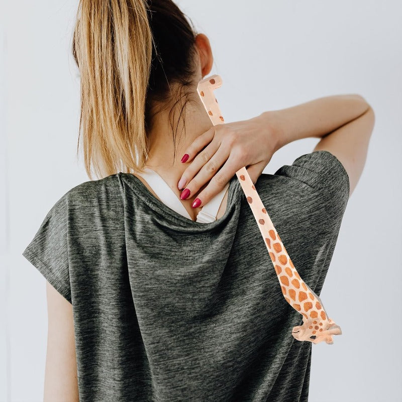 Ergonomic Giraffe-Shaped Back Scratcher & Massager - 14.96" Long Portable Wooden Body Relaxation Tool with Durable Composite Material, Multi-Functional for Back, Head, Foot, Hands & Body Itch - Ideal Gift for Adults, Seniors, Mom & Dad (Travel-Friendly