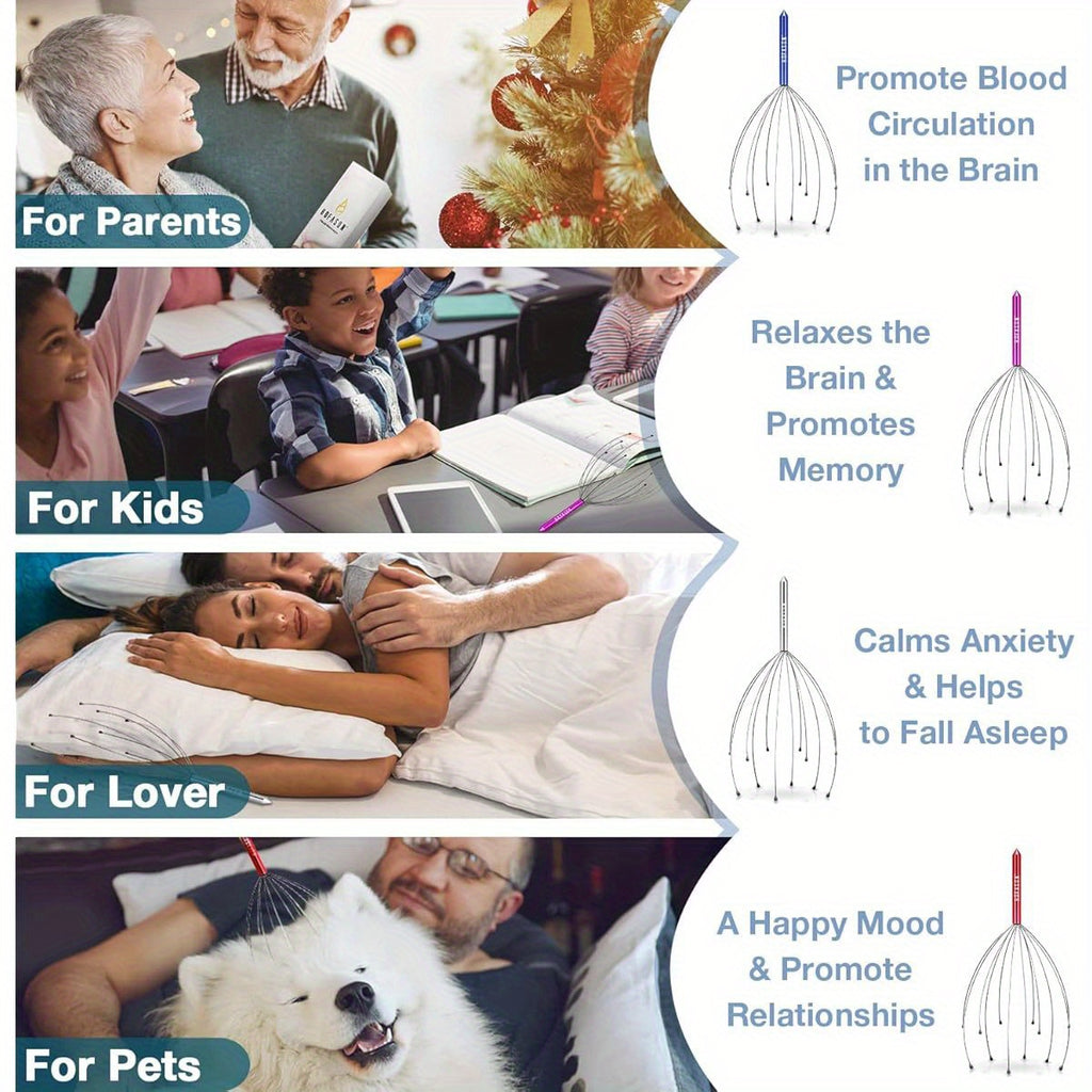 Mothers Day Birthday Gifts for Mom, Christmas Stocking Stuffers for Adults, 4pcs Scalp Massager Hair Growth Head Scratcher, White Elephant Gifts for Adults, Bulk Party Game Adult Prizes