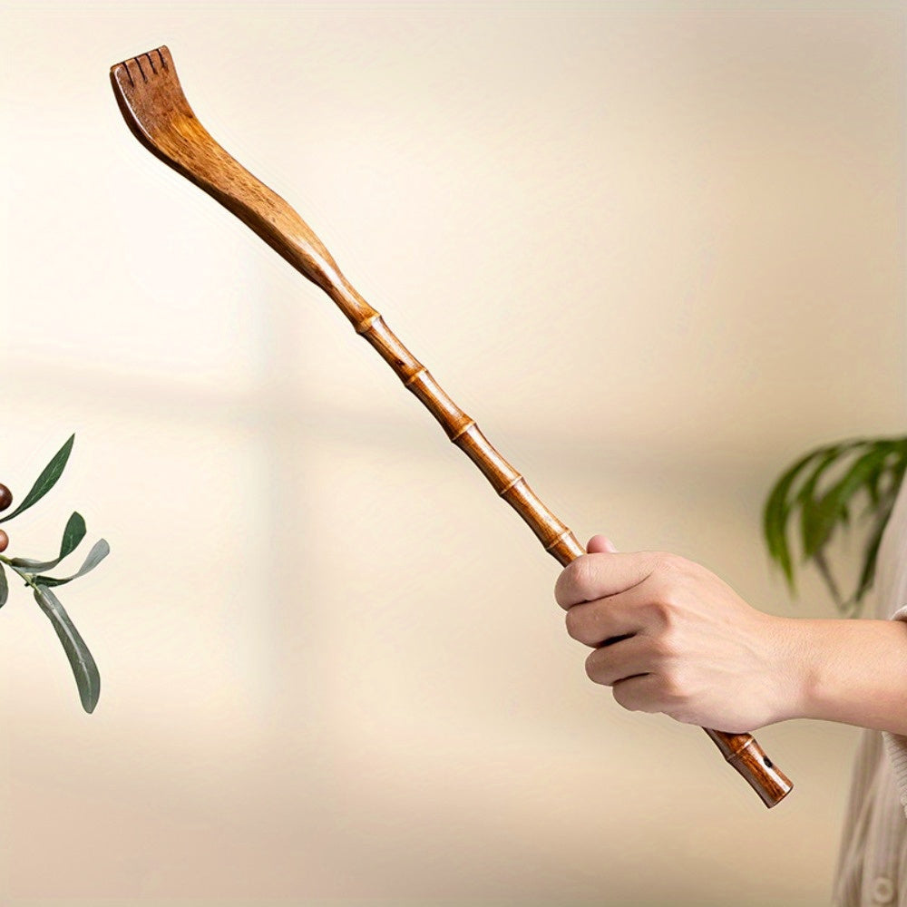 Ergonomic Long Handle Wooden Back Scratcher Massager - Gentle Exfoliating Body Scratcher for Back, Neck, Shoulders & Legs - Natural Wood Design for Home Use, Light Beige Care & Muscle Relaxation, Back Scratcher for Back, Ergonomic Design, Durable Wooden