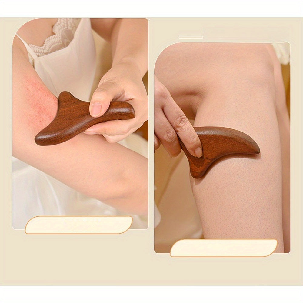 Golden Sandalwood Triangle Massage Stick - Battery-Free Plantar Reflexology, Shoulder and Neck Scraping, Meridian Press Tool, Portable Natural Muscle Relaxer, Ergonomic Design, Smooth Surface, Handheld Durable Construction, Essential for Self-Care