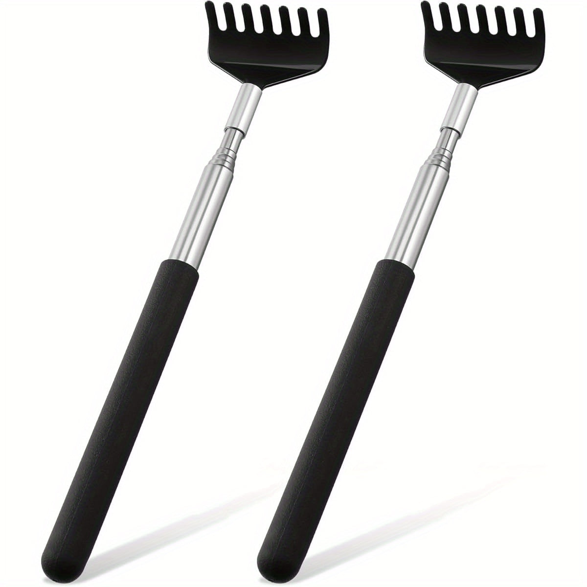 BOHUIZ 2 Pack Extendable Back Scratcher, Portable Metal Back Scratcher with Rubber Handles Back Scratchers Black Extendable Back Massager Tool Novelty Idea Gifts for Adults Men Women