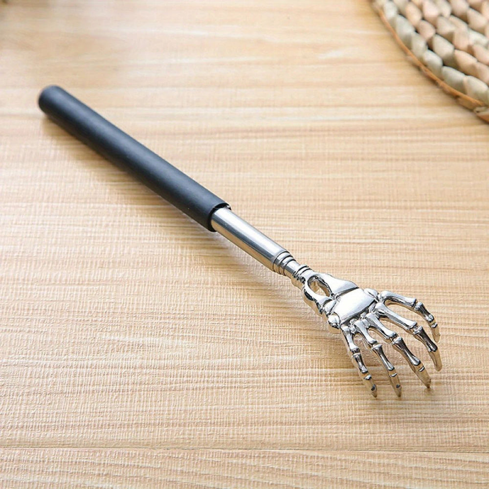 5-Piece Extendable Stainless Steel Back Scratcher Set - Skeleton Hand Design for Effortless Itch Relief & Relaxation