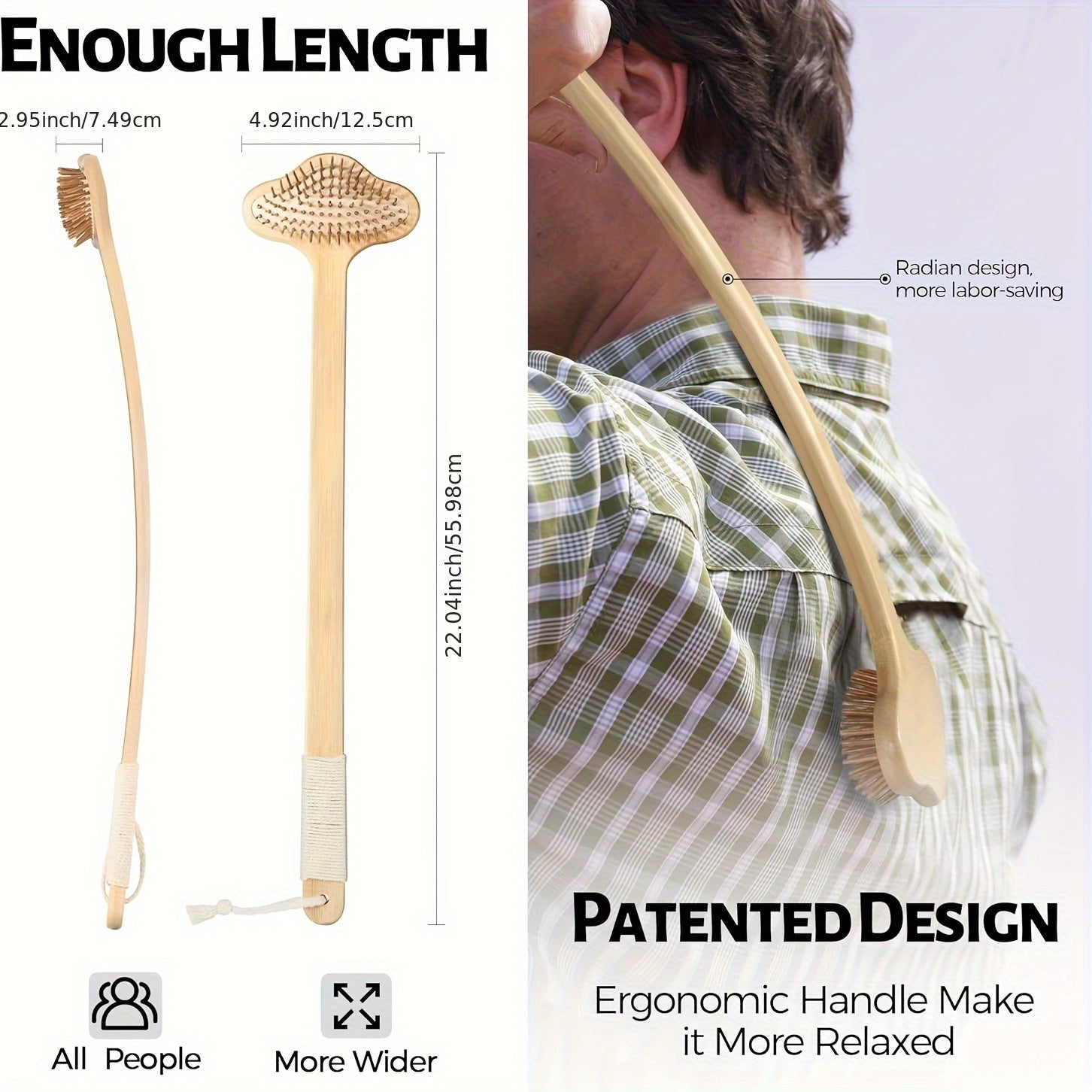 Oversized Back Scratcher, Extended Bamboo Scratcher, 22.04" Long Curved Handle; Wider Head; More Larger Scratching Surface, Adults Body Instant Scratcher Christmas Gift For Women And Men.