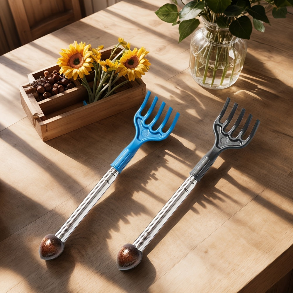 1pc Extendable Scratcher with Magnetic Acupressure Roller, Non-Slip Rubber Handle, Portable Itch Tool for Men, Women, Kids - Black/Purple