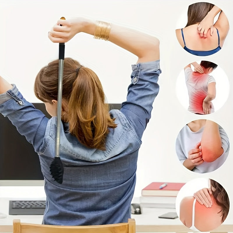 1pc Retractable Silicone Back Scratcher with Comfort Grip - Anti-Itch, Portable Massager for Men, Women, and Seniors, Pink & Black Options, Ergonomic Design for Back, Comfortable Massage Tool, Durable Construction