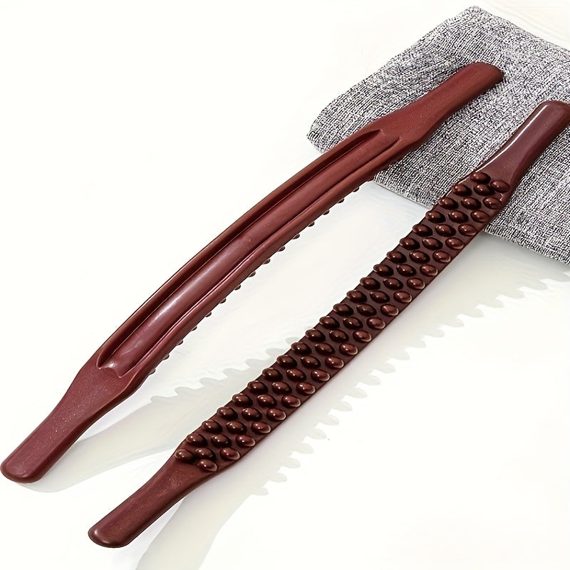 Full Body Massage Essential Oil Back Scraper with Brown Beads, 65 Bead Midline Roller for Neck, Lower Back, and Abdomen, Limb th Stick Massage Supplies, Professional Manual Meridian Tool for Whole Body Relaxation