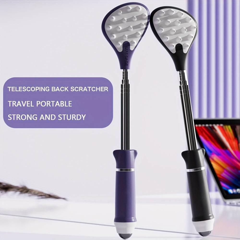 1pc Manual Back Scratcher, Retractable Handle, 360° Massage Roller, Deep Tissue Soothing, Stainless Steel Telescopic Rod, Portable Manual Back Massager for Home Use, Massagers for Neck And Back