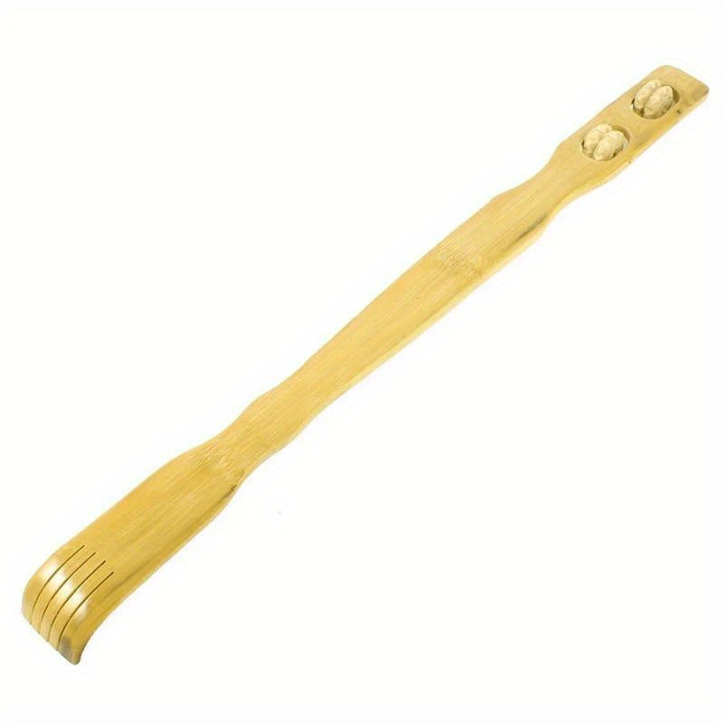 18 Inch Natural Bamboo Massager & Back Scratcher - Ergonomic Handle for Muscle, Light Beige Exfoliation & Stress, Durable Wooden Body Roller for Full-Body Use, Muscle Massager, Ergonomic Design, Smooth Finish