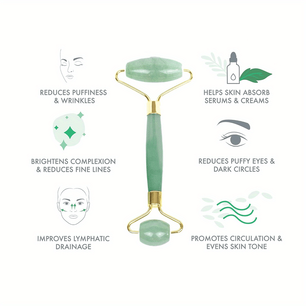 2pcs Natural Jade Stone Scraper, Massager Set, Guasha Scraping Massage Tool Jade Stone Guasha Board, Used for Face, Neck, Arms, Shoulders, Legs Body Care/Boost Radiance of Complexion for Valentine'S Day, Birthday, Christmas Gift