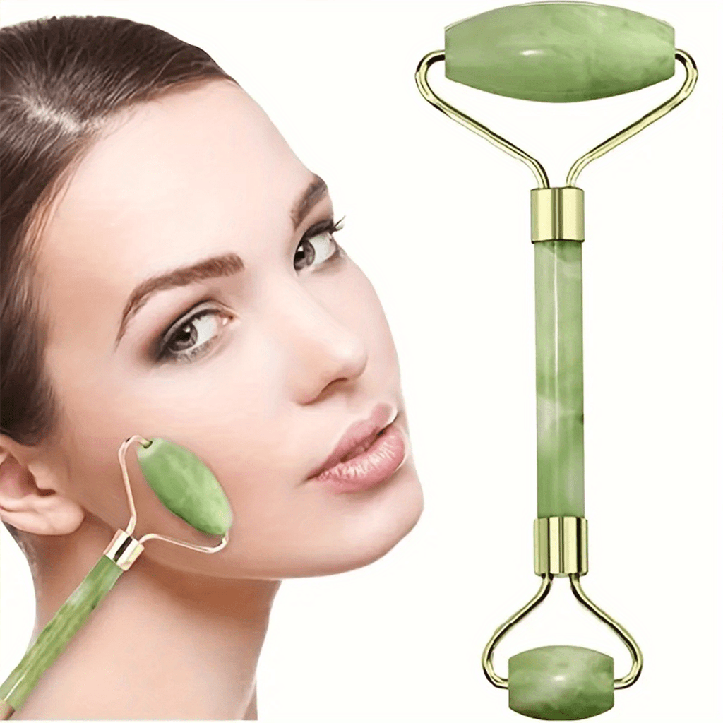 2pcs Natural Jade Stone Scraper, Massager Set, Guasha Scraping Massage Tool Jade Stone Guasha Board, Used for Face, Neck, Arms, Shoulders, Legs Body Care/Boost Radiance of Complexion for Valentine'S Day, Birthday, Christmas Gift