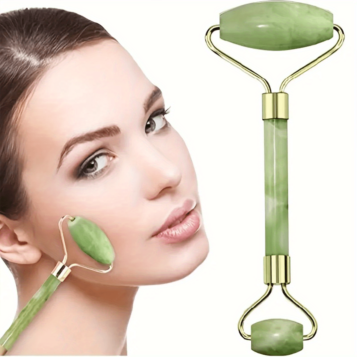 2pcs Natural Jade Stone Scraper, Massager Set, Guasha Scraping Massage Tool Jade Stone Guasha Board, Used for Face, Neck, Arms, Shoulders, Legs Body Care/Boost Radiance of Complexion for Valentine'S Day, Birthday, Christmas Gift