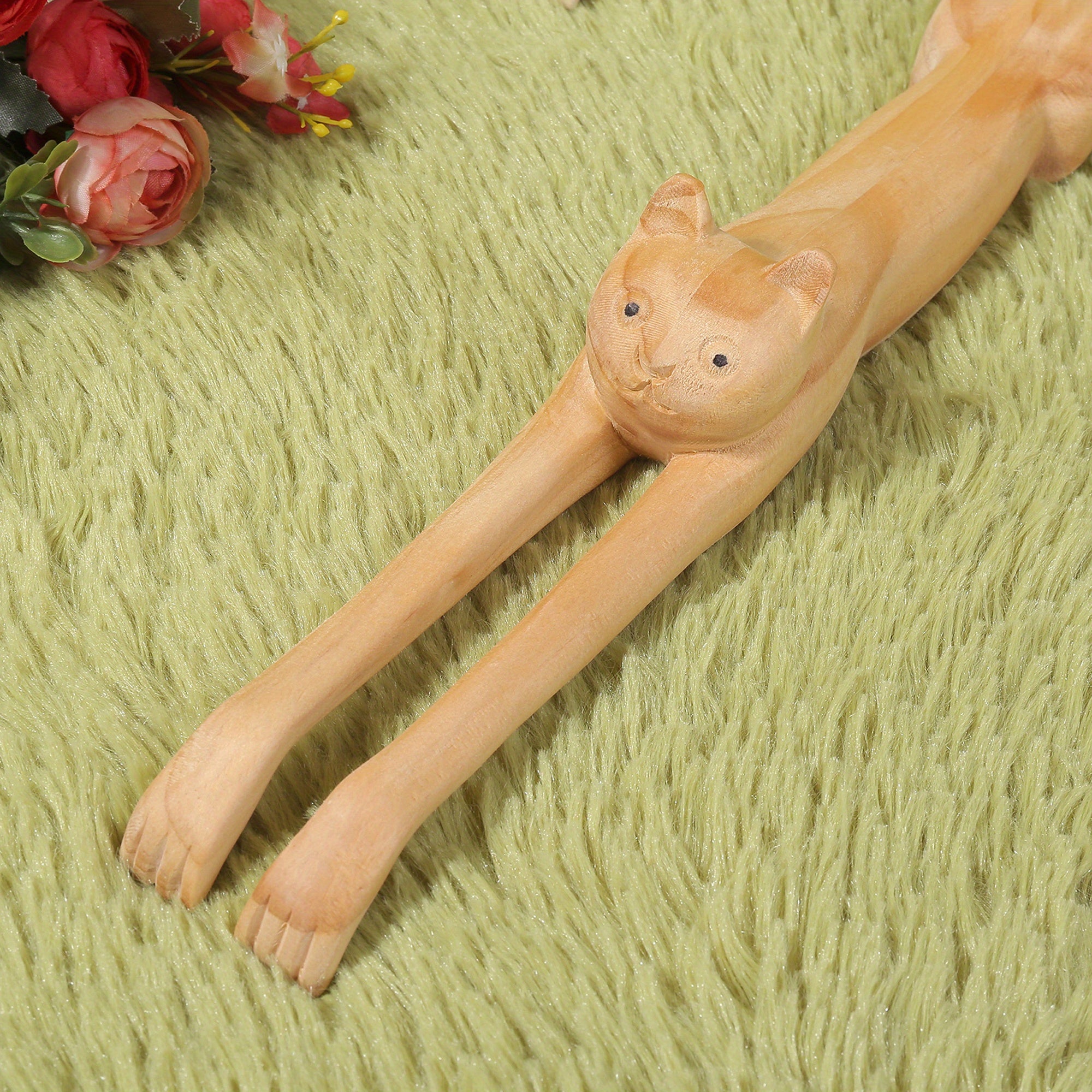 Handcrafted Wooden Cat Back Scratcher - 3D Cat-Shaped Anti-Itch Massager, Plastic-Free Natural Wood Back & Shoulder Massager for Home Office Use, Stress & Muscle Tension, Back Massager, Playful Design, Smooth Finish
