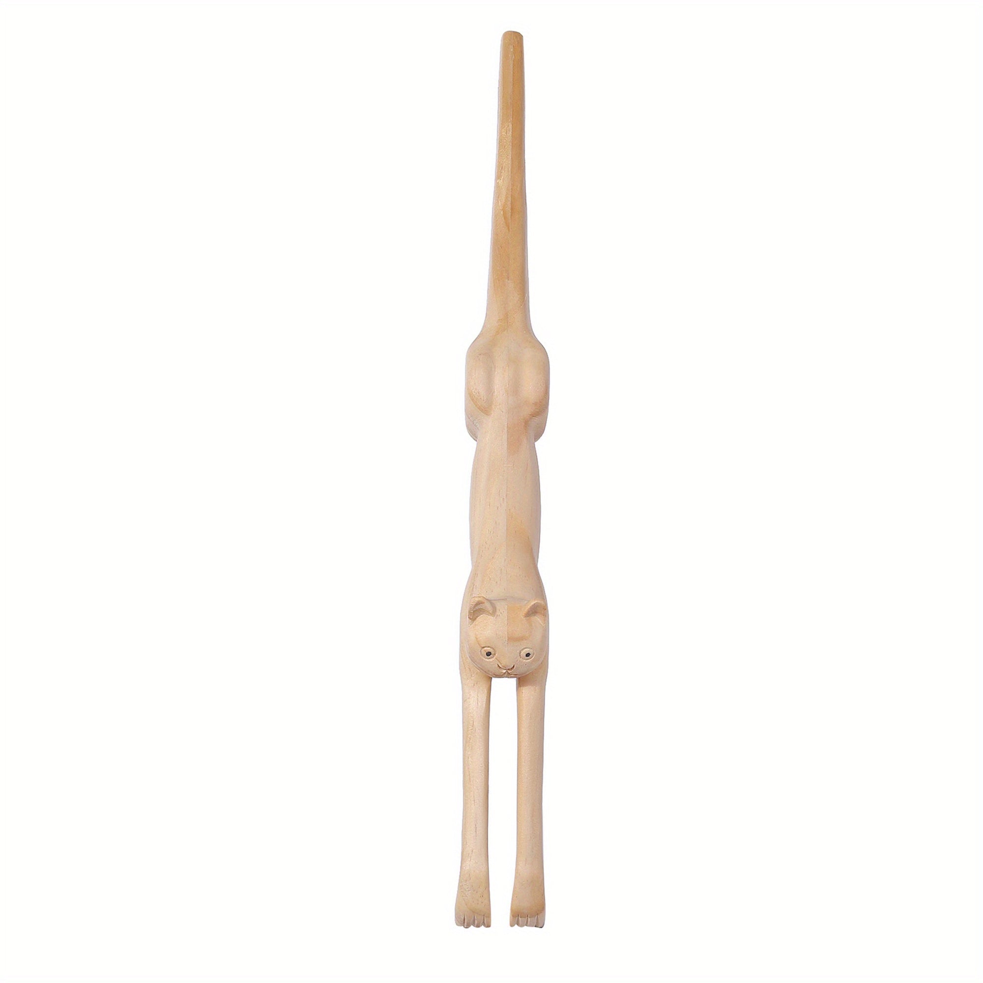 Handcrafted Wooden Cat Back Scratcher - 3D Cat-Shaped Anti-Itch Massager, Plastic-Free Natural Wood Back & Shoulder Massager for Home Office Use, Stress & Muscle Tension, Back Massager, Playful Design, Smooth Finish