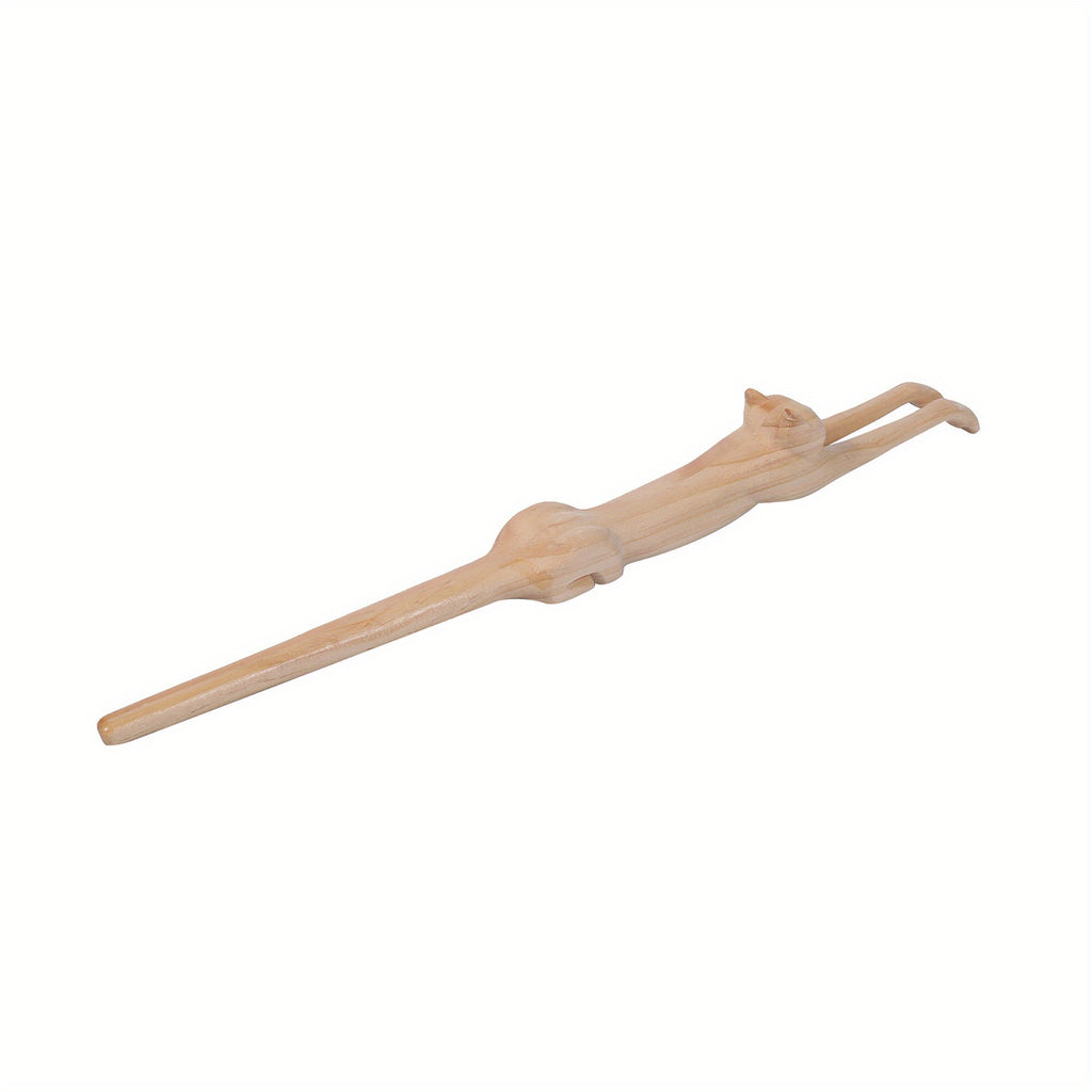 Handcrafted Wooden Cat Back Scratcher - 3D Cat-Shaped Anti-Itch Massager, Plastic-Free Natural Wood Back & Shoulder Massager for Home Office Use, Stress & Muscle Tension, Back Massager, Playful Design, Smooth Finish