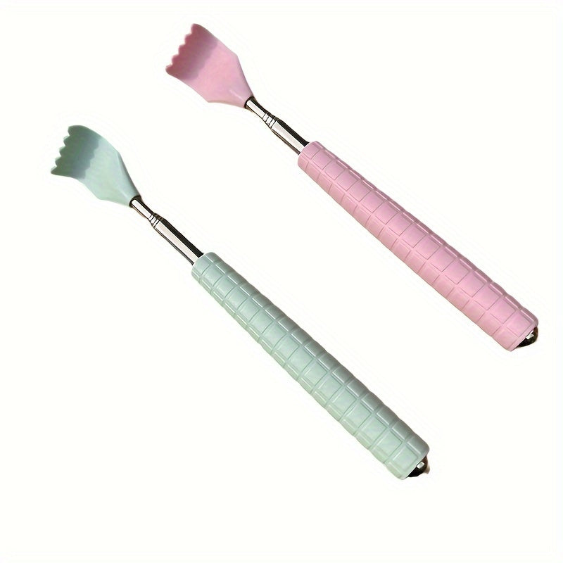 Extendable Back Scratcher, Stainless Steel Portable Telescopic Rubber Handle Back Scratchers for Thanksgiving, Birthday, Christmas Gifts Portable Acupoint Massager, Up to 27.17" Long