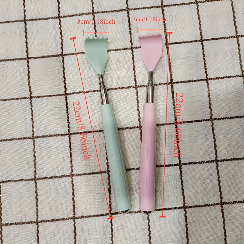 Extendable Back Scratcher, Stainless Steel Portable Telescopic Rubber Handle Back Scratchers for Thanksgiving, Birthday, Christmas Gifts Portable Acupoint Massager, Up to 27.17" Long