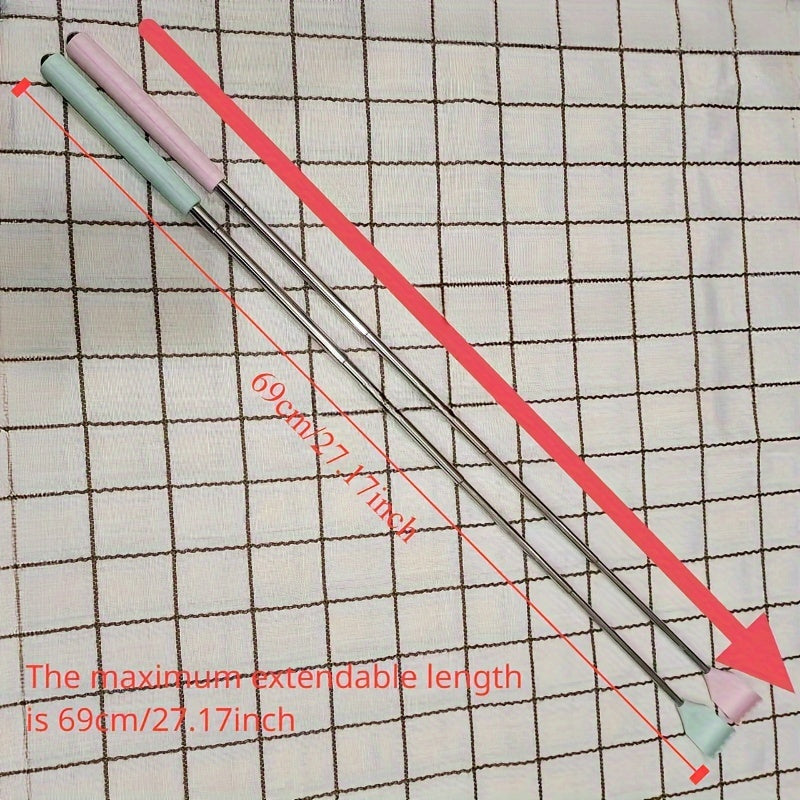 Extendable Back Scratcher, Stainless Steel Portable Telescopic Rubber Handle Back Scratchers for Thanksgiving, Birthday, Christmas Gifts Portable Acupoint Massager, Up to 27.17" Long