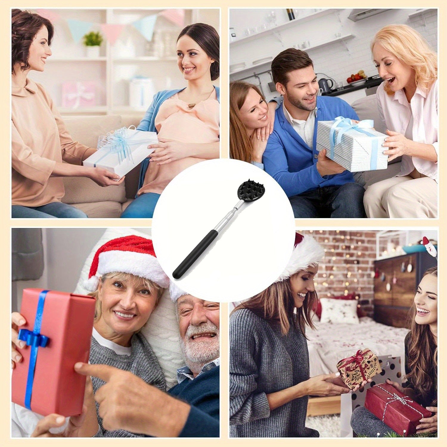 Adjustable Cactus Back Scratcher with 1/4-Inch and 1/2-Inch Spikes, Durable PVC Material, 24-Inch Long Handle for Easy Reach – Perfect Mother’s Day Gift for Women/Moms/Mothers-in-Law