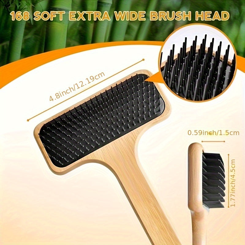 Premium Bamboo Back Scratcher with Wide Head, Oversized Body Scratcher for Daily Use, Long Handle And Micro-needle Soft Brush Head, Comfortable Massage, for Men And Women, Ideal Gift for The Elderly, Pregnant