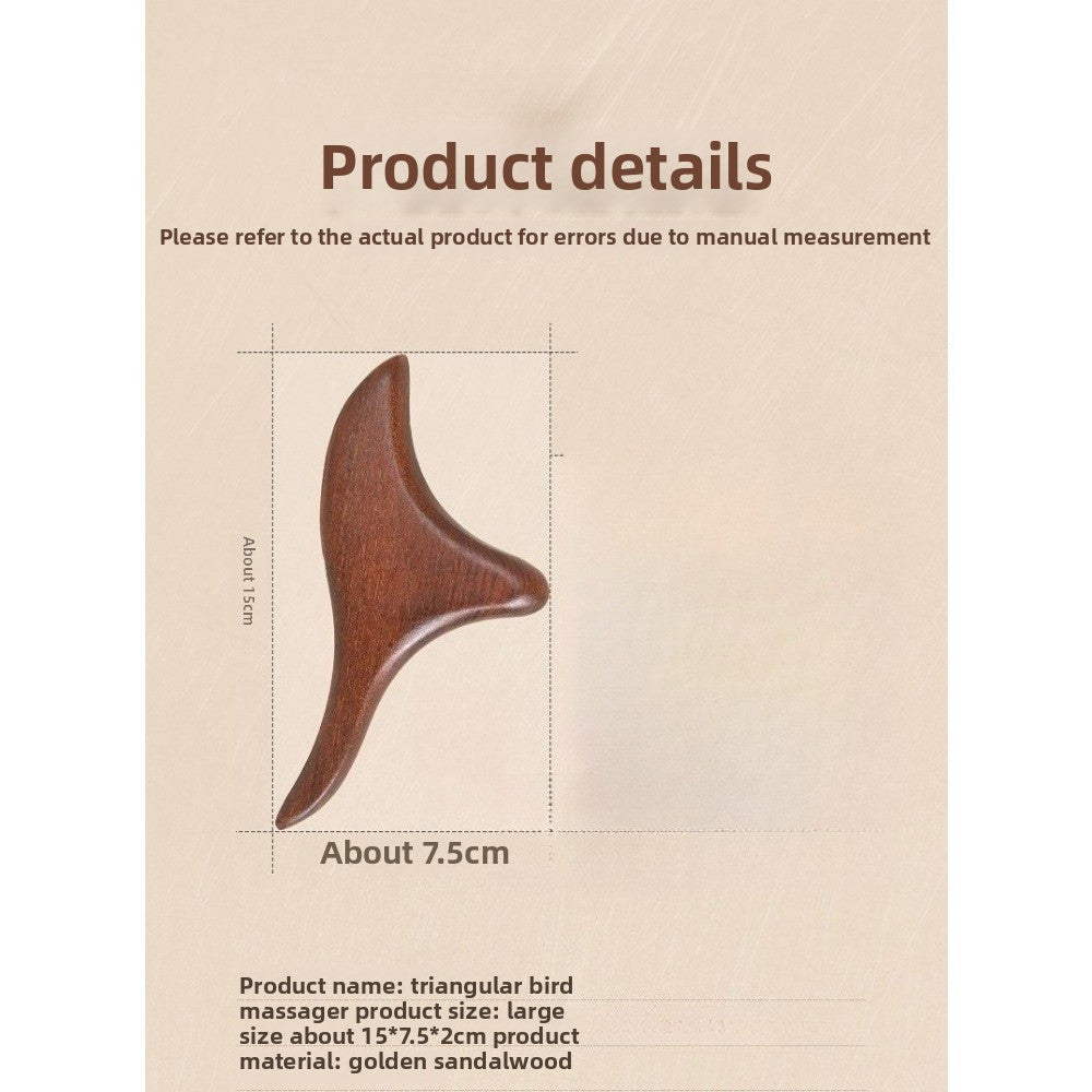 Golden Sandalwood Triangle Massage Stick - Battery-Free Plantar Reflexology, Shoulder and Neck Scraping, Meridian Press Tool, Portable Natural Muscle Relaxer, Ergonomic Design, Smooth Surface, Handheld Durable Construction, Essential for Self-Care