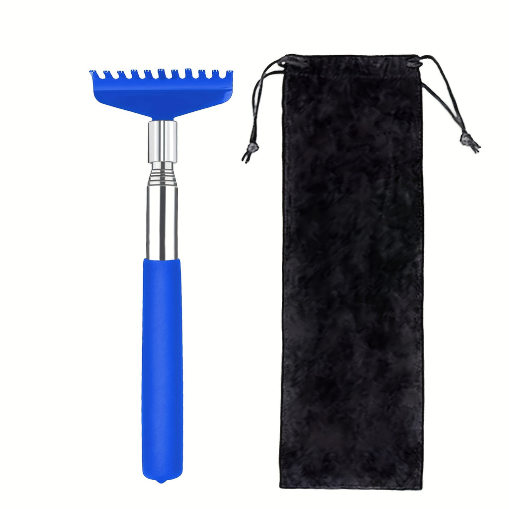 Extra-Long Stainless Steel Back Scratcher - Portable Telescoping Massage Tool for Men & Women, Ideal Stocking Stuffer with Gift Bag