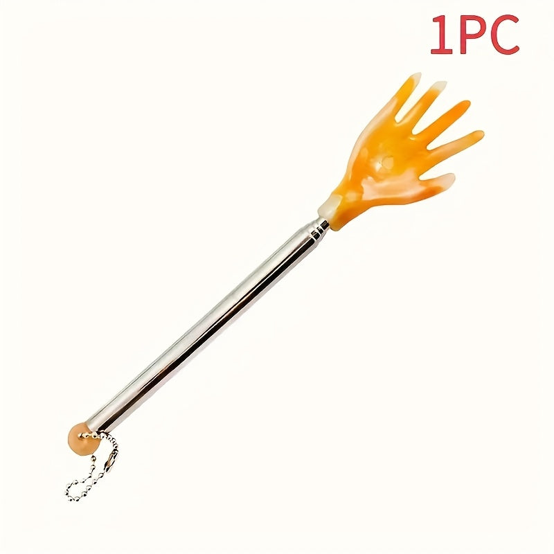 Portable, multi-functional back scratcher and massager - with pocket clip, extendable up to 14.17 inches, dual color orange and blue, suitable for home use, back massage