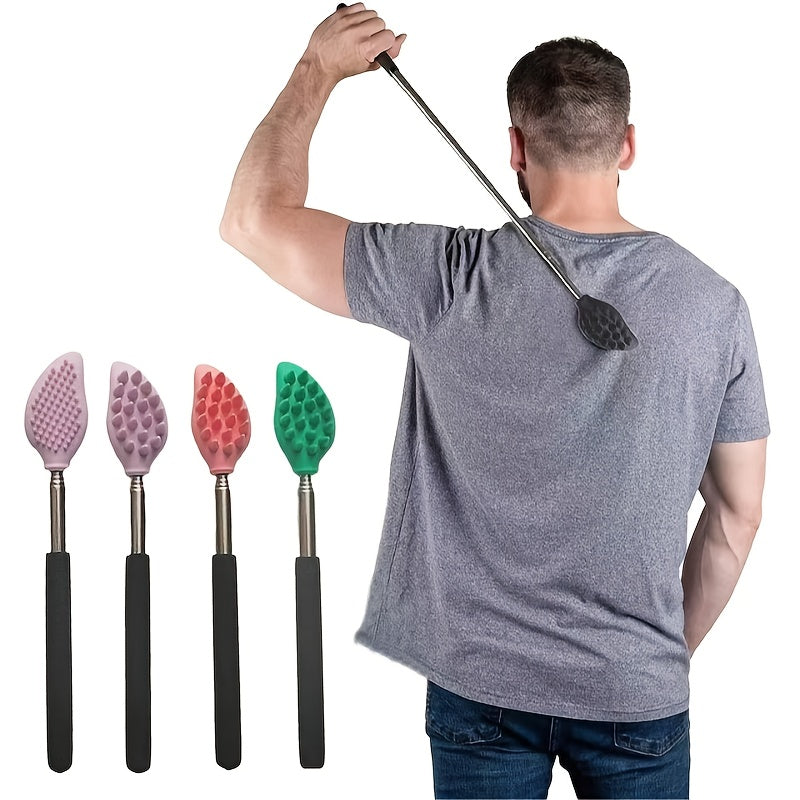 1pc Color Random Retractable Back Scratcher, Silicone Grip Back Scratcher Massager Kit with Retractable Back, Neck, Head, Beard, Suitable for Women and Men