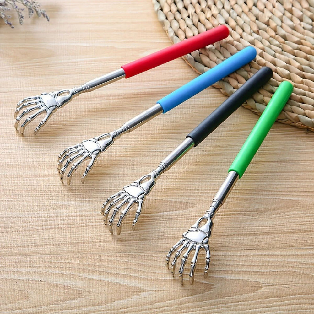 5-Piece Extendable Stainless Steel Back Scratcher Set - Skeleton Hand Design for Effortless Itch Relief & Relaxation