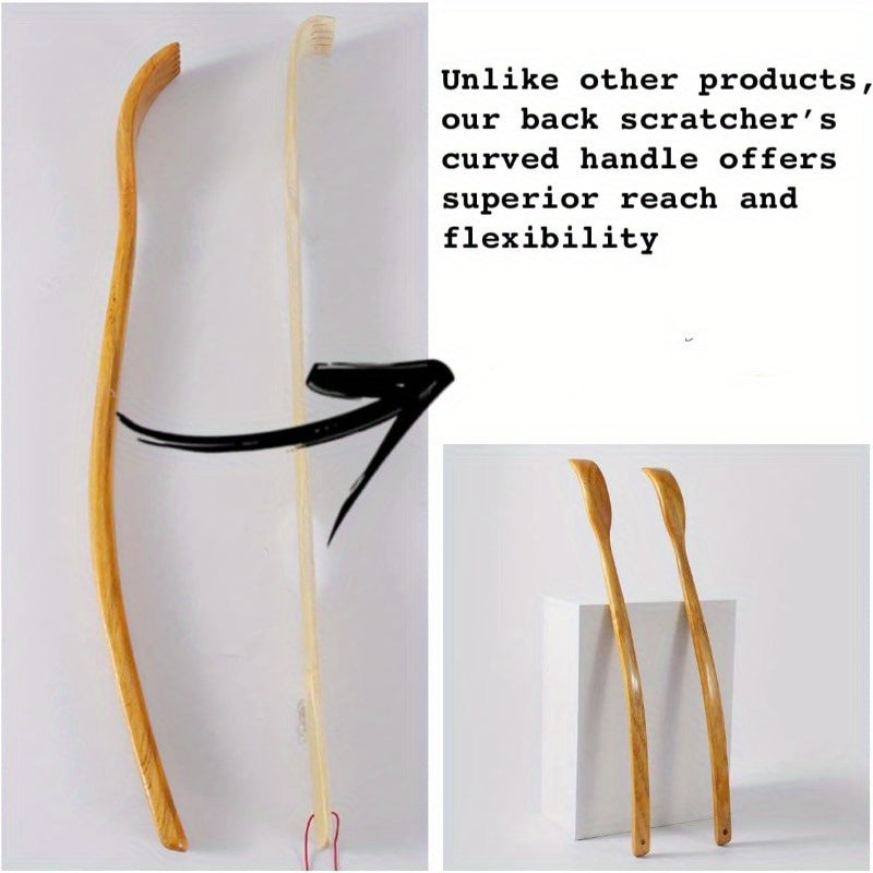 Handcrafted Oversized 18'' Wooden-Style Back Scratcher with Extended Curved Handle - Metal Construction, Natural Yellow Finish, Gentle on Sensitive Light Beige, No Residue - Instant Itch for Back, Body & Hard-to-Reach Areas - Ideal Gift for Adults,