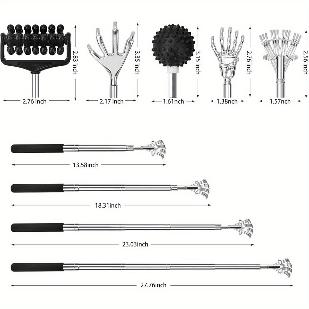 Lapogy Fathers Day Dad Gifts from Daughter Son Wife, Telescoping Back Scratcher with 5pcs Detachable Scratching Heads, Stocking Stuffers for Men, Unique Gift for Father, Husband