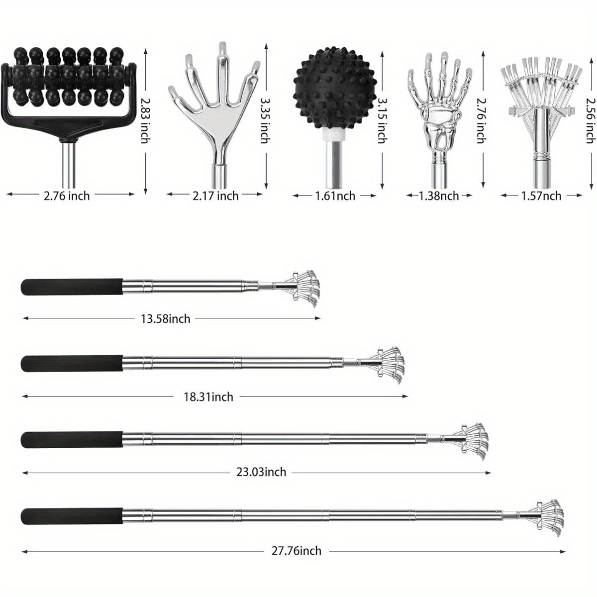 Lapogy Fathers Day Dad Gifts from Daughter Son Wife, Telescoping Back Scratcher with 5pcs Detachable Scratching Heads, Stocking Stuffers for Men, Unique Gift for Father, Husband