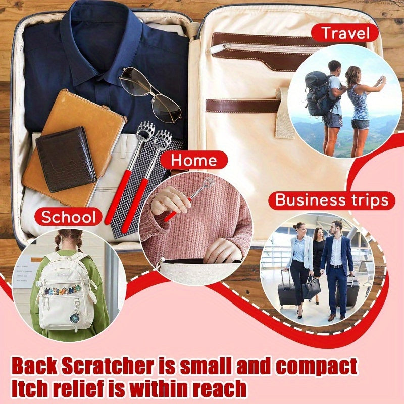 12pcs Extendable Bear Claw Back Scratcher - Portable Massager with Rubber Handles, Red & Black Design, Ideal for Adults, Bulk Stocking Stuffers, Bingo Game Prizes, and Relaxation, Back Scratcher for Adults, Playful Design, Durable Construction