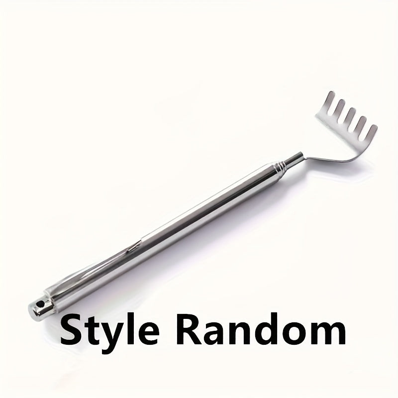 1pc Retractable Back Scratcher & Horn Massager - Stainless Steel Adjustable Length, Ergonomic Handle for, Travel-Friendly Muscle Tension Tool, Halloween Costume Accessory, Great Gift Idea, Sleek Metallic Finish, Sturdy Metal Build