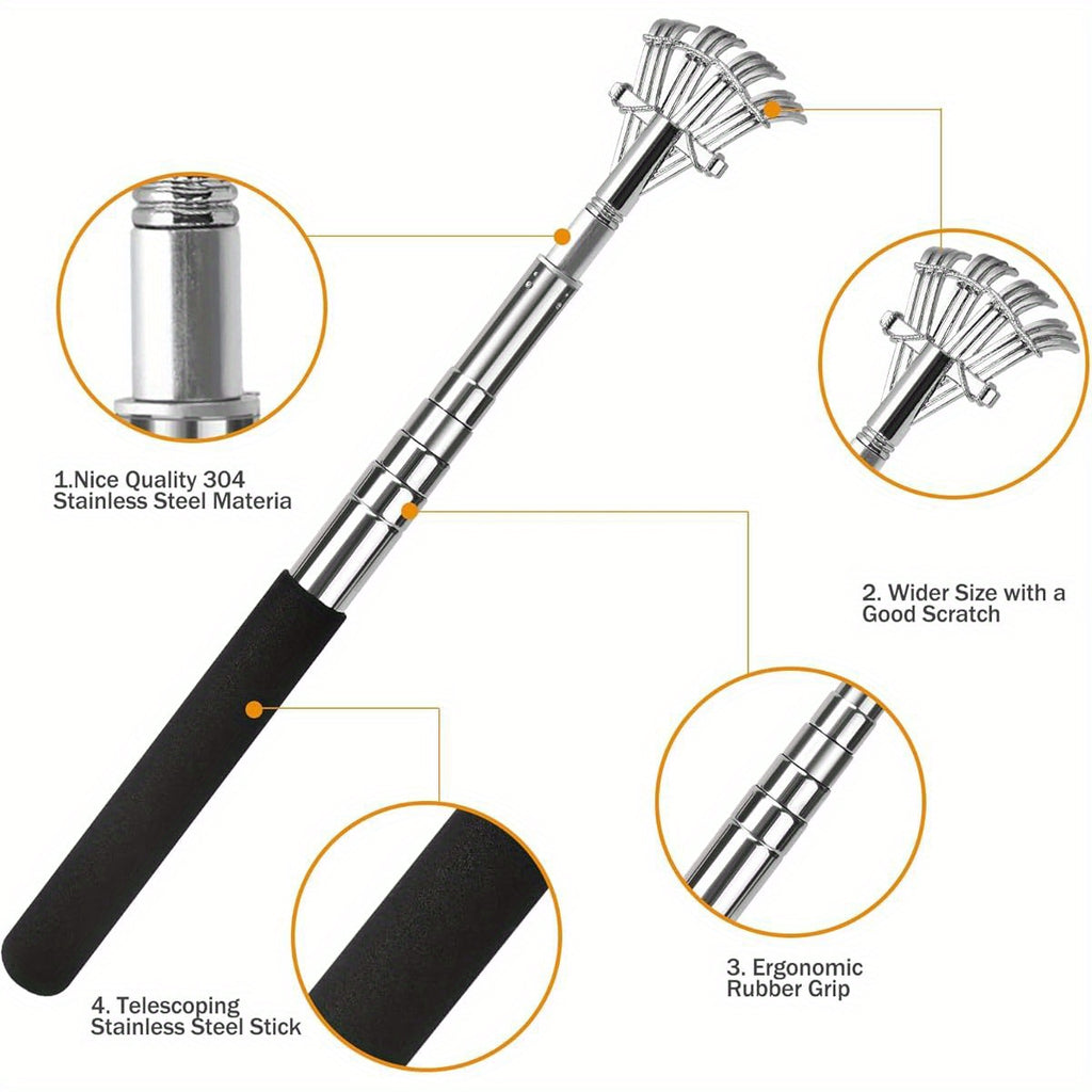 Lapogy Fathers Day Dad Gifts from Daughter Son Wife, Telescoping Back Scratcher with 5pcs Detachable Scratching Heads, Stocking Stuffers for Men, Unique Gift for Father, Husband