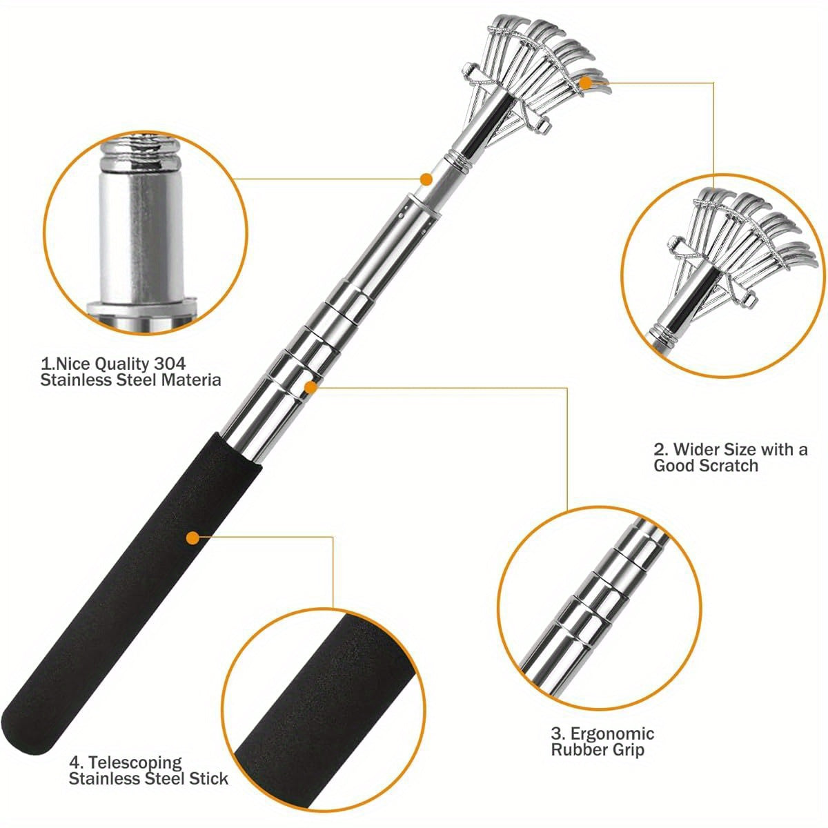 Lapogy Fathers Day Dad Gifts from Daughter Son Wife, Telescoping Back Scratcher with 5pcs Detachable Scratching Heads, Stocking Stuffers for Men, Unique Gift for Father, Husband