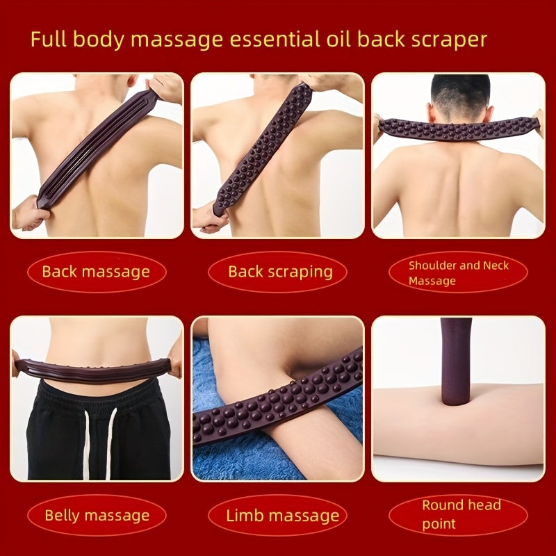 Full Body Massage Essential Oil Back Scraper with Brown Beads, 65 Bead Midline Roller for Neck, Lower Back, and Abdomen, Limb th Stick Massage Supplies, Professional Manual Meridian Tool for Whole Body Relaxation