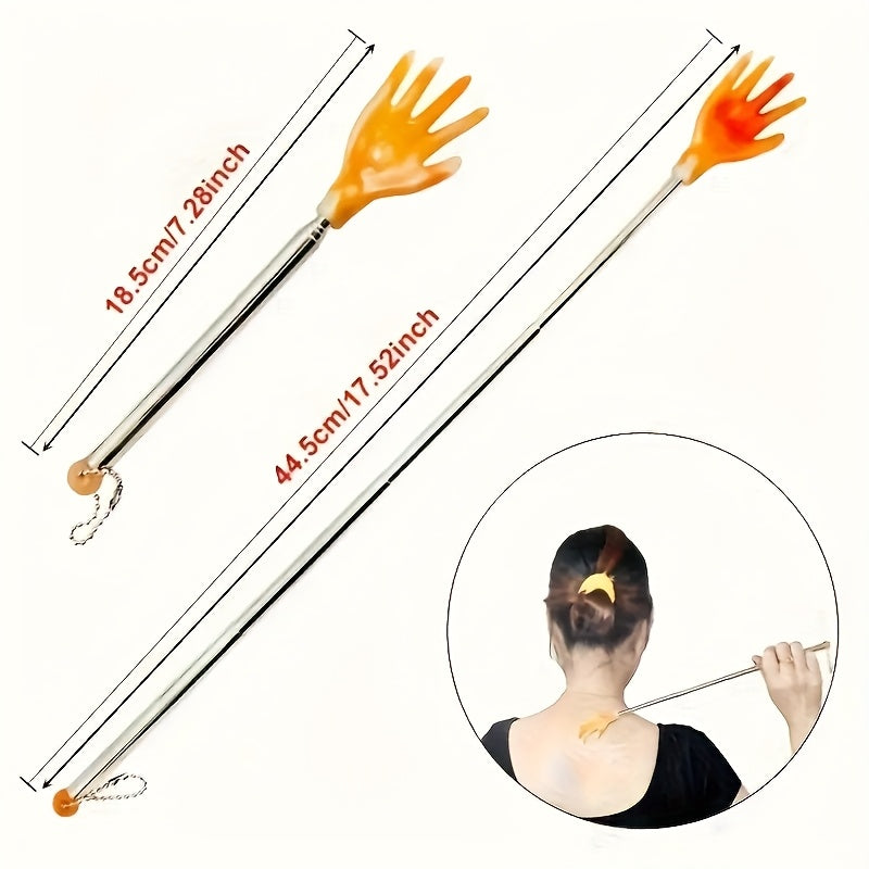 Portable, multi-functional back scratcher and massager - with pocket clip, extendable up to 14.17 inches, dual color orange and blue, suitable for home use, back massage