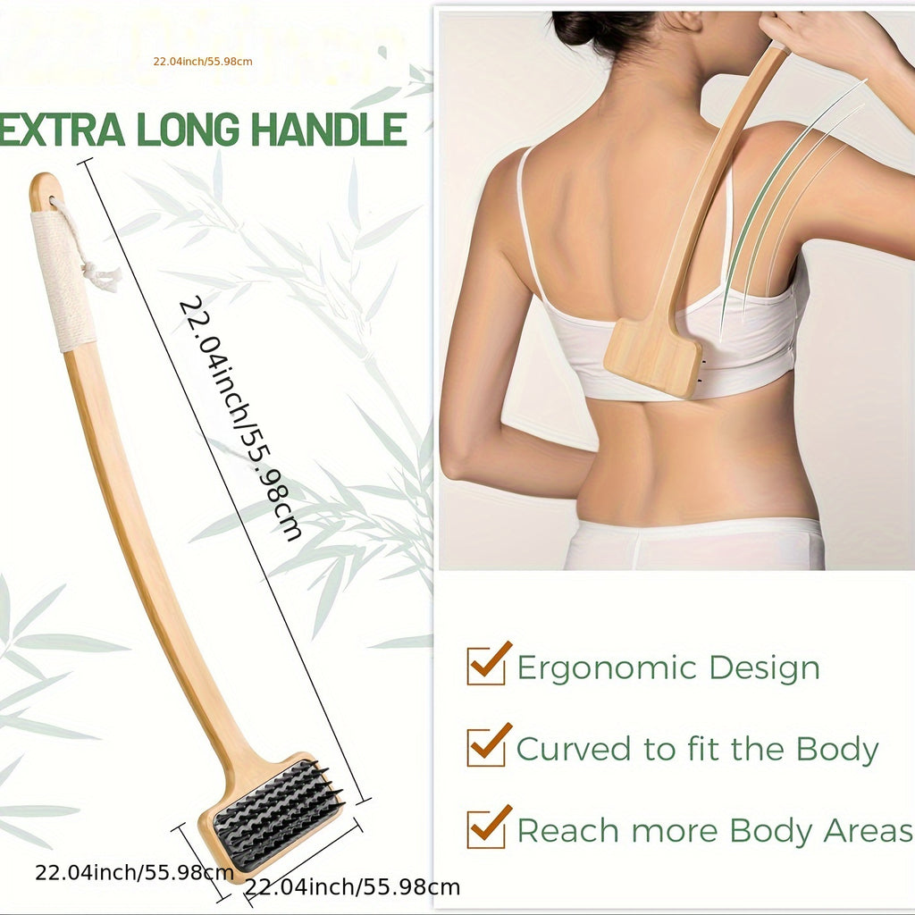 22'' Bamboo Back Scratcher With Extended Long Handle, Dual-Function Back Massager & Body Scratcher - Gentle Relief For Adults, Pregnancy, & Elderly, Skin-Friendly Design