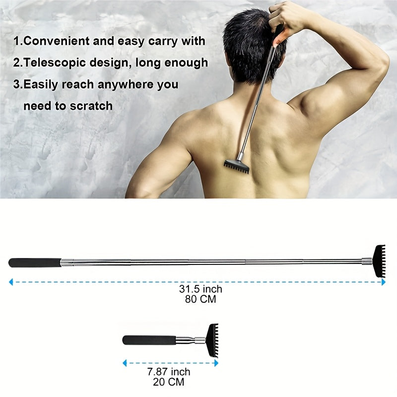 Oversized Portable Extendable Back Scratcher, Stainless Steel Telescoping, Compact Telescoping, Manual Back Scratcher, Muscle With Gift Bag