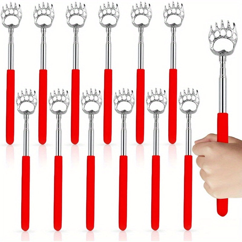 12pcs Extendable Bear Claw Back Scratcher - Portable Massager with Rubber Handles, Red & Black Design, Ideal for Adults, Bulk Stocking Stuffers, Bingo Game Prizes, and Relaxation, Back Scratcher for Adults, Playful Design, Durable Construction