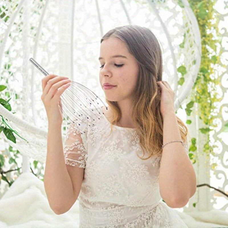 HOMEFISH 28 Fingers 3rd Generation Scalp Massager - Extendable Back Scratcher with Ergonomic Handle, Adjustable Head & Body Relaxation Tool for Hair Stimulation, Muscle Tension & Improved Circulation, Scalp Massager for Growing Hair, Ergonomic Design,