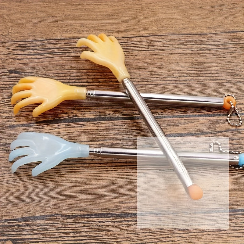 Portable, multi-functional back scratcher and massager - with pocket clip, extendable up to 14.17 inches, dual color orange and blue, suitable for home use, back massage