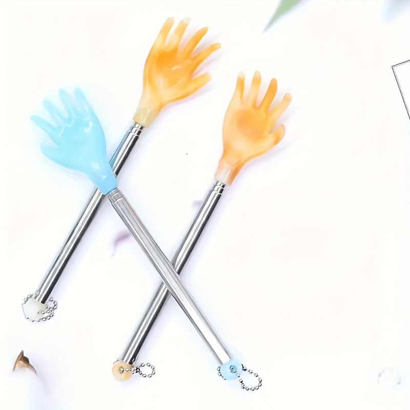 Portable, multi-functional back scratcher and massager - with pocket clip, extendable up to 14.17 inches, dual color orange and blue, suitable for home use, back massage