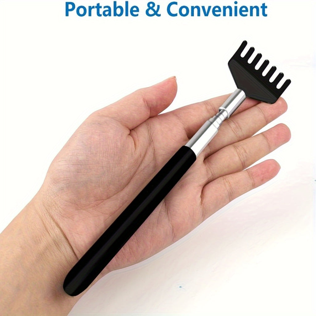 2pcs Retractable Back Scraper - Portable Metal Back Scraper & Hand Massager with Soft Rubber Handle, Ergonomic Design for Thanksgiving, Birthday, Christmas Gifts, Includes Handbag, Back Scratcher for Back, Gift Item, Sleek Metallic Finish, Durable