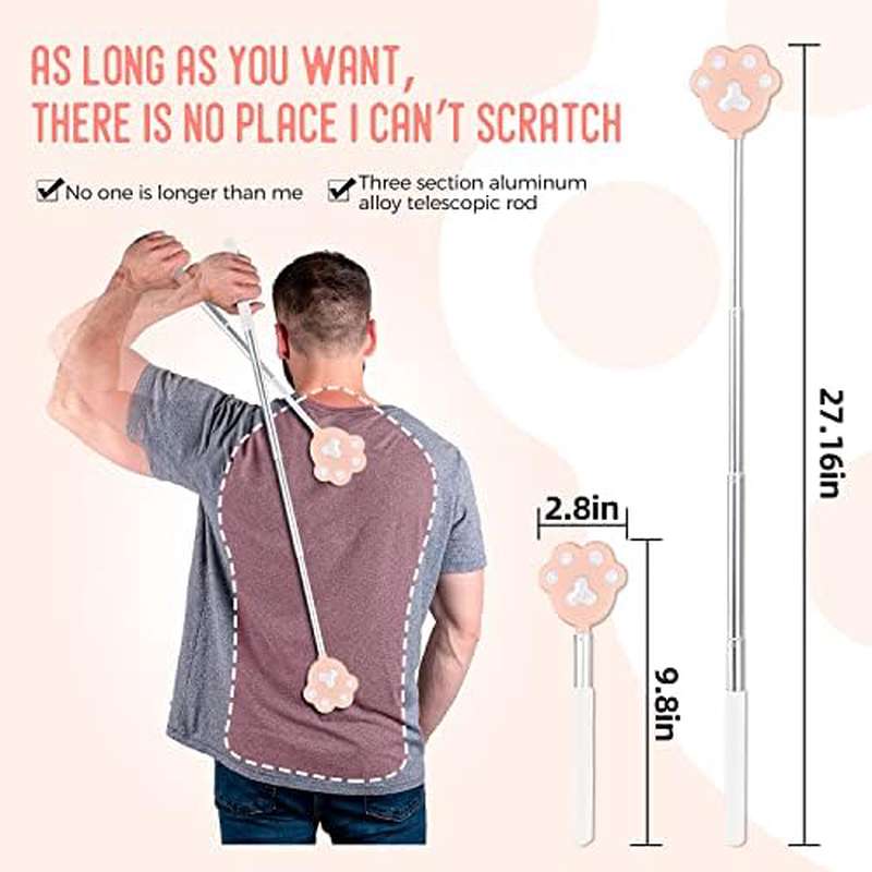 NURENDER Extra Long Back Scratcher with Extendable Handle (9-27 Inches) - Heavy-Duty Telescoping Back Massager, Non-Slip Grip, Pink - for Itchy Back, Arms, Legs, Hard-to-Reach Areas - Ideal Gift for Adults, Elderly, Pregnant Women - Portable Back Massager