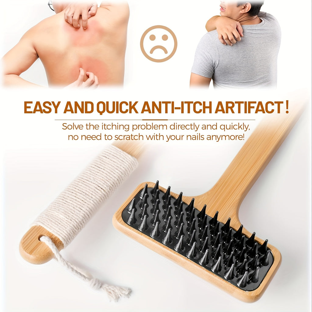 22'' Bamboo Back Scratcher With Extended Long Handle, Dual-Function Back Massager & Body Scratcher - Gentle Relief For Adults, Pregnancy, & Elderly, Skin-Friendly Design