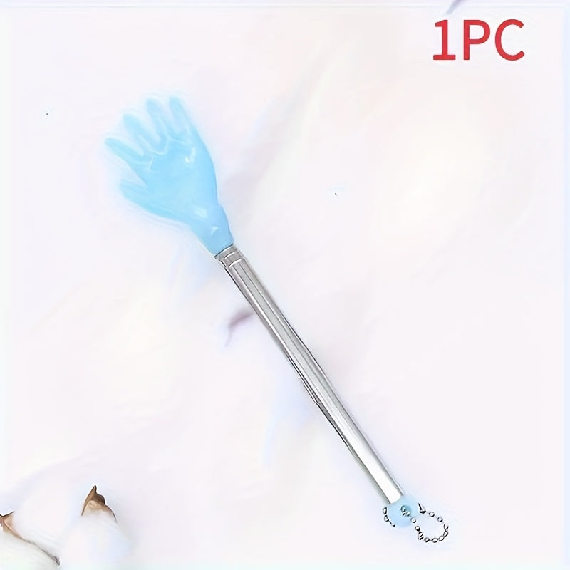 Portable, multi-functional back scratcher and massager - with pocket clip, extendable up to 14.17 inches, dual color orange and blue, suitable for home use, back massage