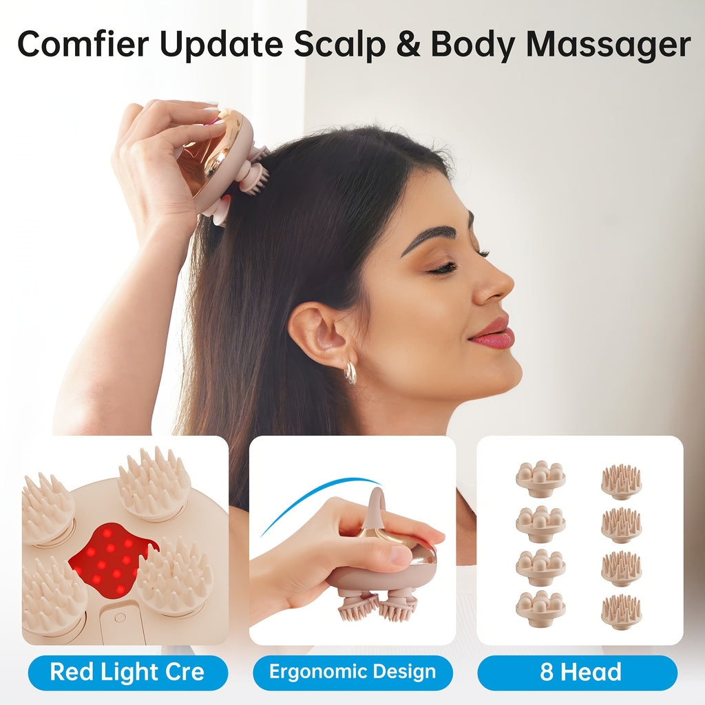 COMFIER Cordless Scalp Massager With 3 Kneading Modes, Head Massager With 8 Claws For Deep Cleansing, Head Scratcher, Body Massager, Cat Massager, Gift For Women Man