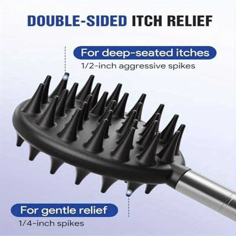 Telescoping back scratcher with 5 detachable heads. for Fathers Day, from wife/daughter/son. Mens gift. Husband's extendable back massager tool in a box.